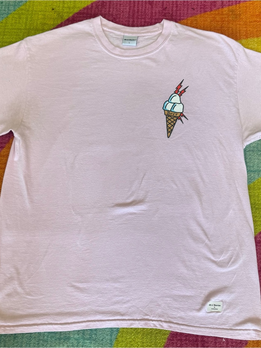 40s & shorties Light Pink Short-Sleeve Tee with Ice Cream Chest Graphic